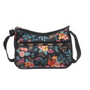 【中古】LESPORTSAC(レスポートサック) ショルダーバッグ 花柄 黒×オレンジ×マルチ