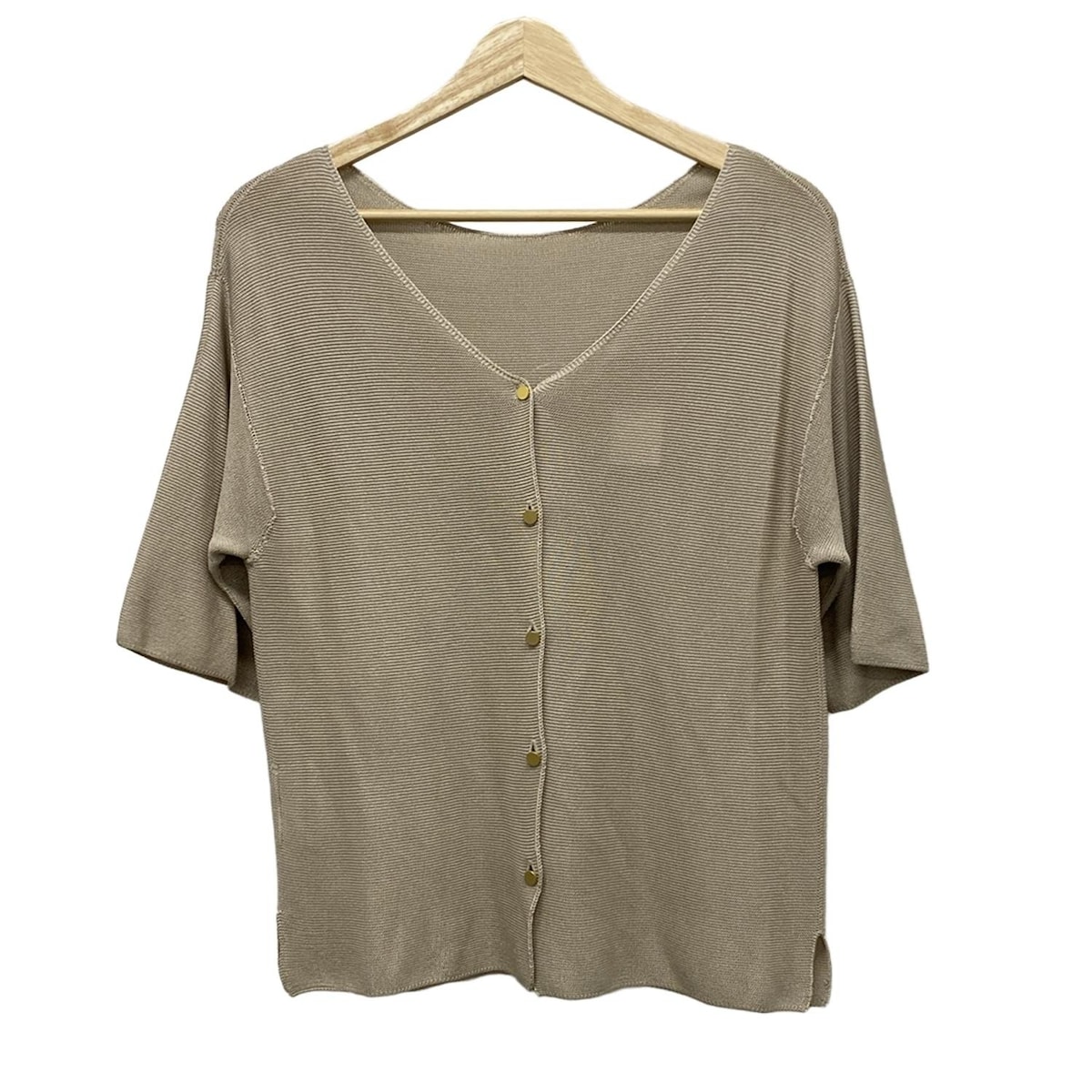 【中古】GALLARDAGALANTE(ガリャルダガランテ) カーディガン 半袖 グレーベージュ