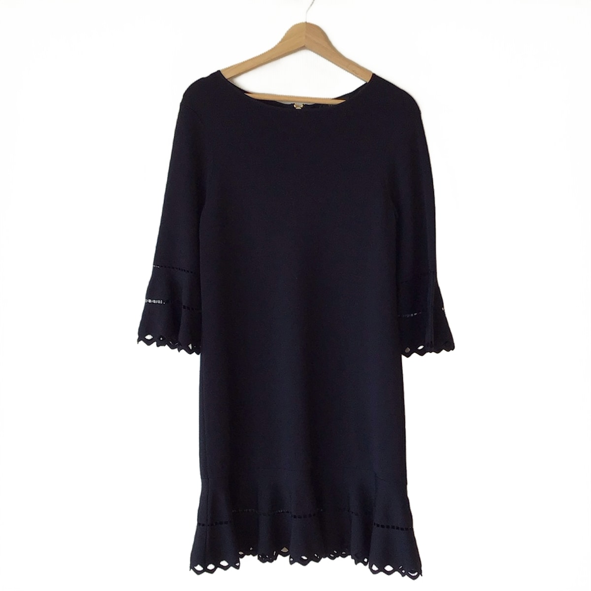 【中古】TED BAKER(テッドベイカー) ワンピース クルーネック/長袖/ひざ丈 ダークネイビー