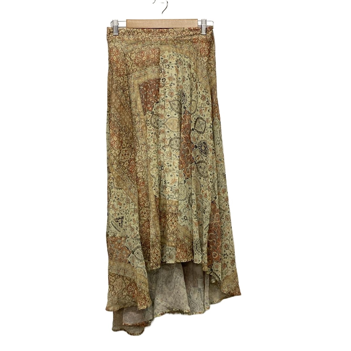 【中古】G.O.A/goa(ゴア) ロングスカート 総柄/ウエストゴム ベージュ×オレンジ×マルチ