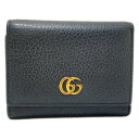 【中古】GUCCI(グッチ) GGマーモント 3つ折り財布 ダークネイビー レザー