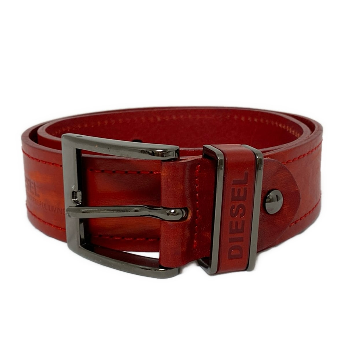 DIESEL ディーゼル レザー ベルト メンズ　赤　レッド　サイズ80/32 DIESEL ディーゼル レザー ベルト メンズ 赤 レッド サイズ80/32