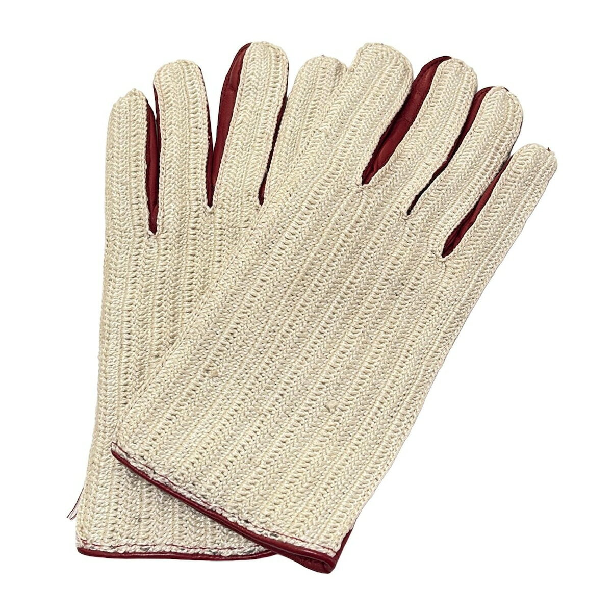 【中古】Gloves(グローブス) 手袋 アイボリー×レッド レザー