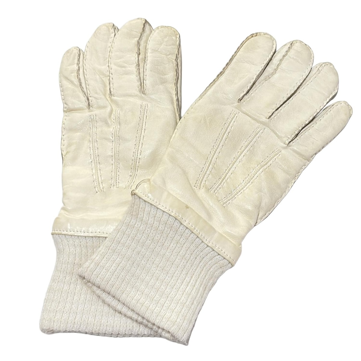 【中古】Gloves(グローブス) 手袋 アイボリー カシミヤ、レザー
