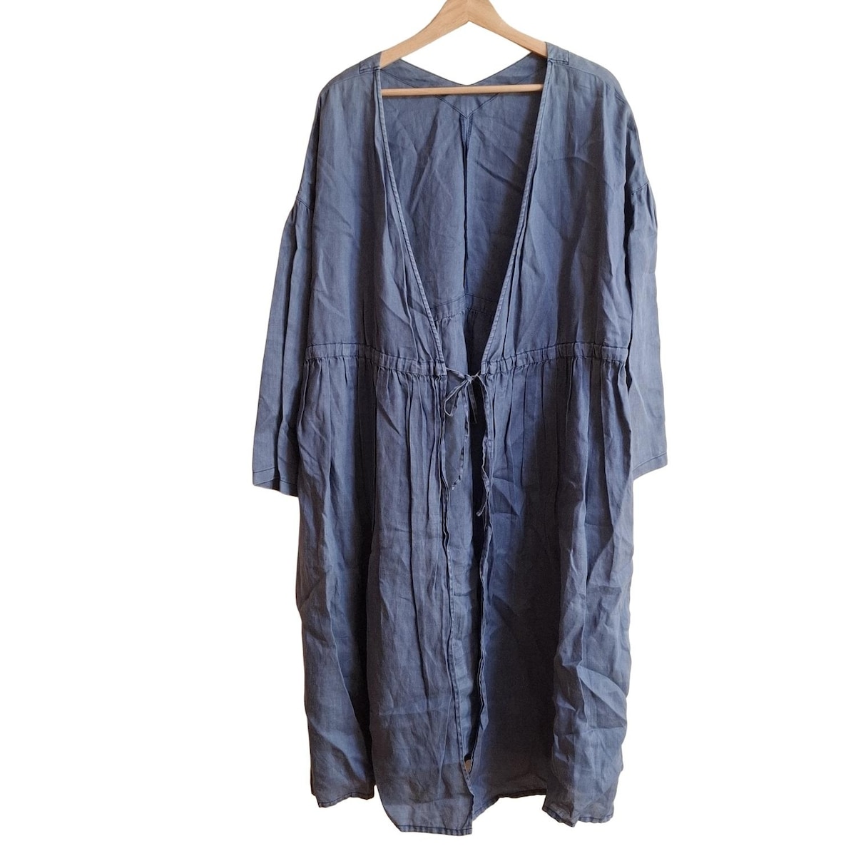 【中古】nest Robe(ネストローブ) カーディガン 長袖/麻/ロング丈 ライトパープル