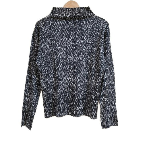 【中古】PLEATS PLEASE(プリーツプリーズ) 長袖カットソー ハイネック/総柄/プリーツ 黒×ダークグレー×白 【中古】PLEATS PLEASE(プリーツプリーズ) 長袖カットソー ハイネック/総柄/プリーツ 黒×ダークグレー×白