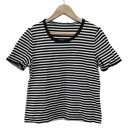 【中古】Leilian(レリアン) 半袖カットソー クルーネック/ボーダー ダークネイビー×白