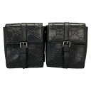 【中古】GUCCI(グッチ) GGエンボス ウエストポーチ Wポーチ 黒 レザー|詳細画像