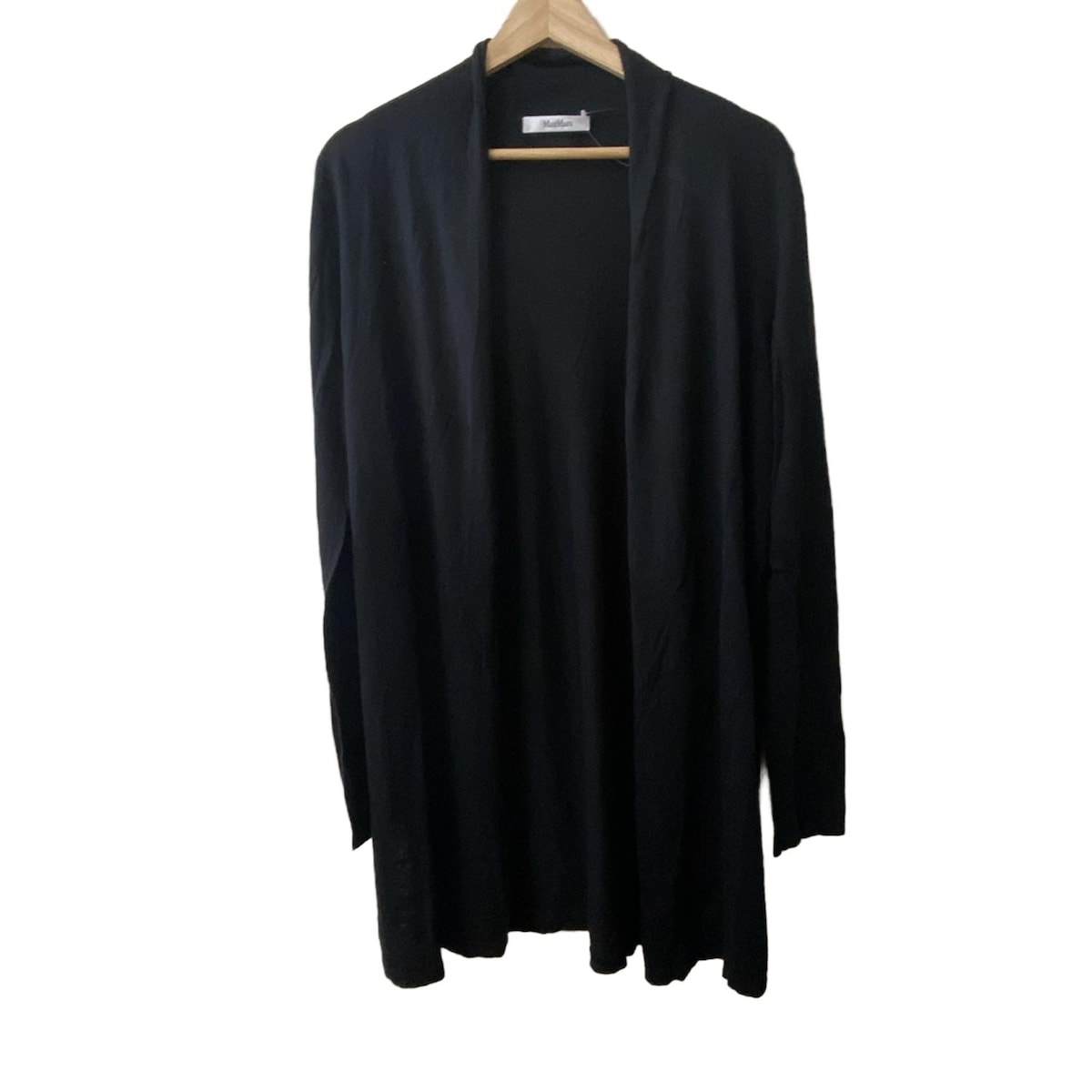 【中古】Max Mara(マックスマーラ) カーディガン 長袖/シルク/麻/ロング丈 黒
