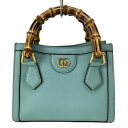 【中古】GUCCI(グッチ) ダイアナ ミニ トートバッグ トートバッグ ライトブルー レザー