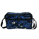 【中古】LESPORTSAC(レスポートサック) ショルダーバッグ 花柄 ブルー×黒×アイボリー