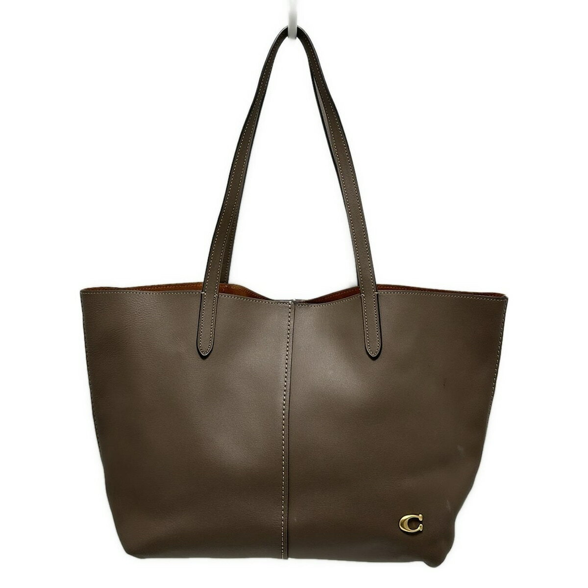 【中古】COACH(コーチ) ノース トート 32 トートバッグ グレーベージュ レザー