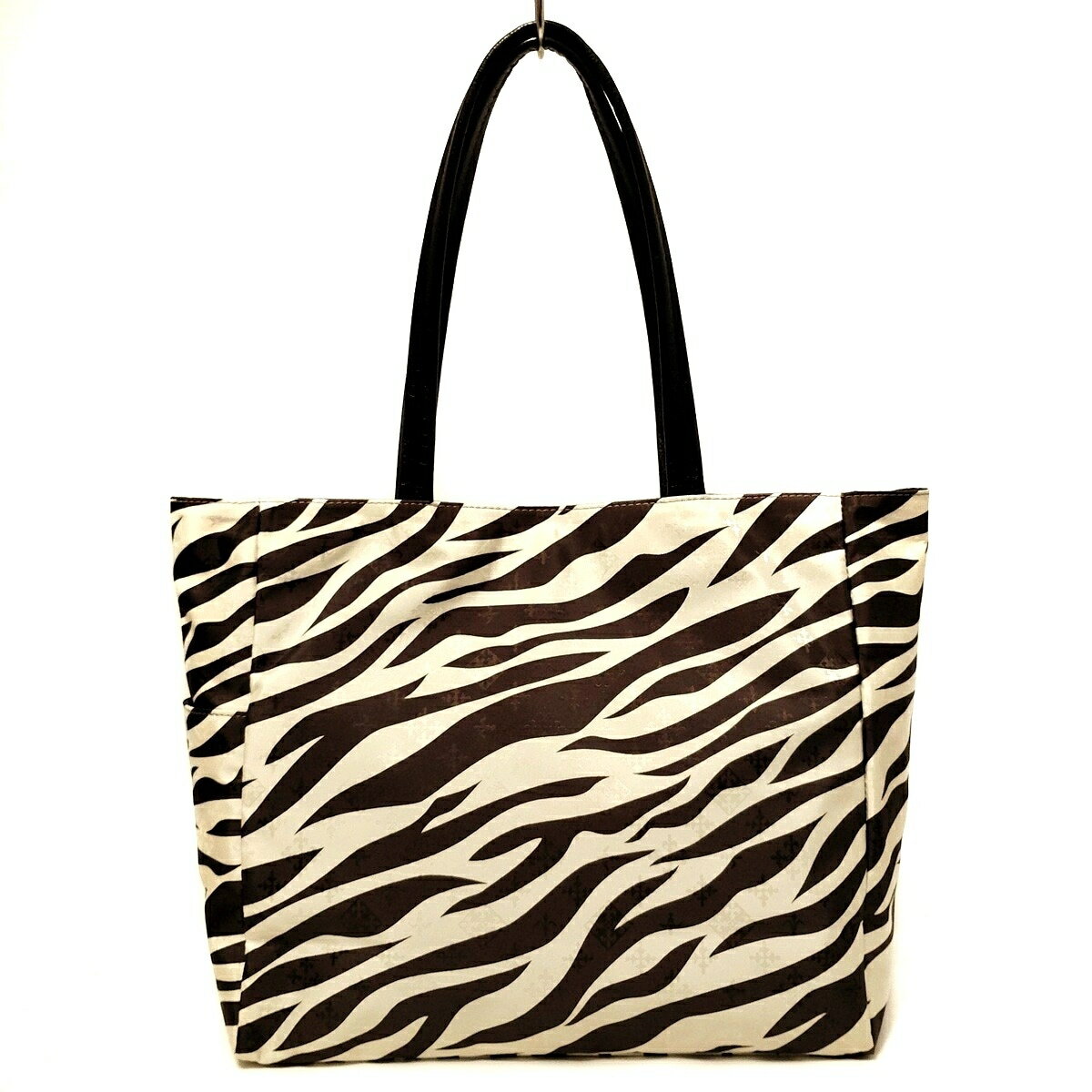 【中古】russet(ラシット) トートバッグ ゼブラ柄 ライトグレー×ダークブラウン×黒 レザー