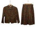 【中古】Burberry's(バーバリーズ) スカートセットアップ ペイズリー柄/肩パッド ボルドー×ダークグリーン×マルチ