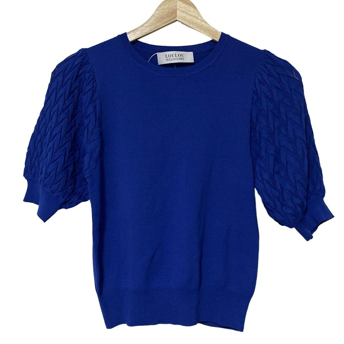 【中古】Loulou Willoughby(ルルウィルビー) 半袖セーター クルーネック ブルー