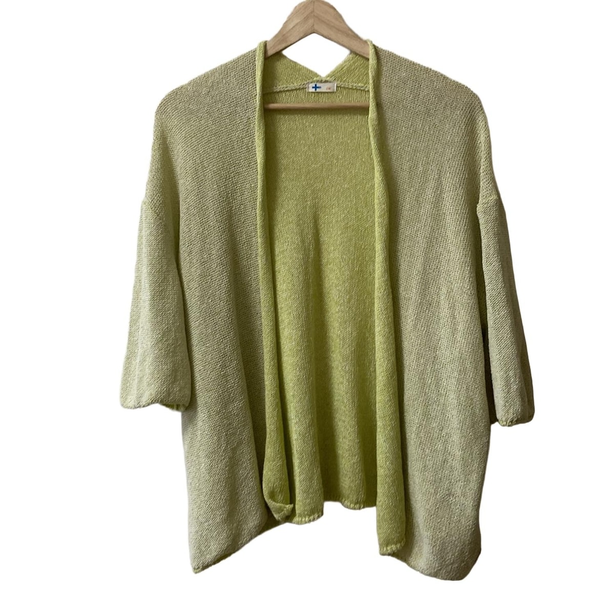 【中古】vm(ヴーム) カーディガン 七分袖 イエローグリーン×アイボリー