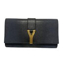 【中古】YvesSaintLaurent rivegauche (YSL)(イヴサンローランリヴゴーシュ) クラッチバッグ 型押し加工 ネイビー レザー