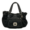【中古】DIOR/ChristianDior(ディオール/クリスチャンディオール) Charming Lock(チャーミングロック)/カナージュステッチ トートバッグ シルバー金具/ターンロック 黒 レザー
