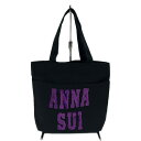 【中古】ANNA SUI(アナスイ) トートバッグ 黒×パープル