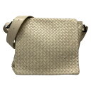 【中古】BOTTEGA VENETA(ボッテガヴェネタ) イントレチャート ショルダーバッグ ベージュ レザー