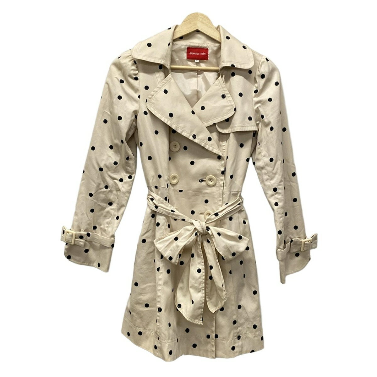 【中古】Apuweiser-riche(アプワイザーリッシェ) トレンチコート 長袖/ドット柄/春/秋 アイボリー×黒