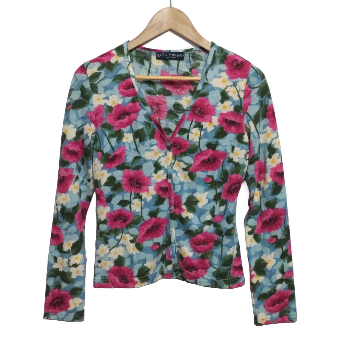 【中古】KEITA MARUYAMA(ケイタマルヤマ) カーディガン 長袖/花柄 ライトブルー×ピンク×マルチ