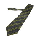 【中古】GIORGIOARMANI CLASSICO(ジョルジオアルマーニクラシコ) ネクタイ レジメンタル ダークグレー×イエローグリーン×ダークグリーン