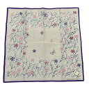 【中古】HANAE MORI(ハナエモリ) ハンカチ 花柄 白×パープル×マルチ