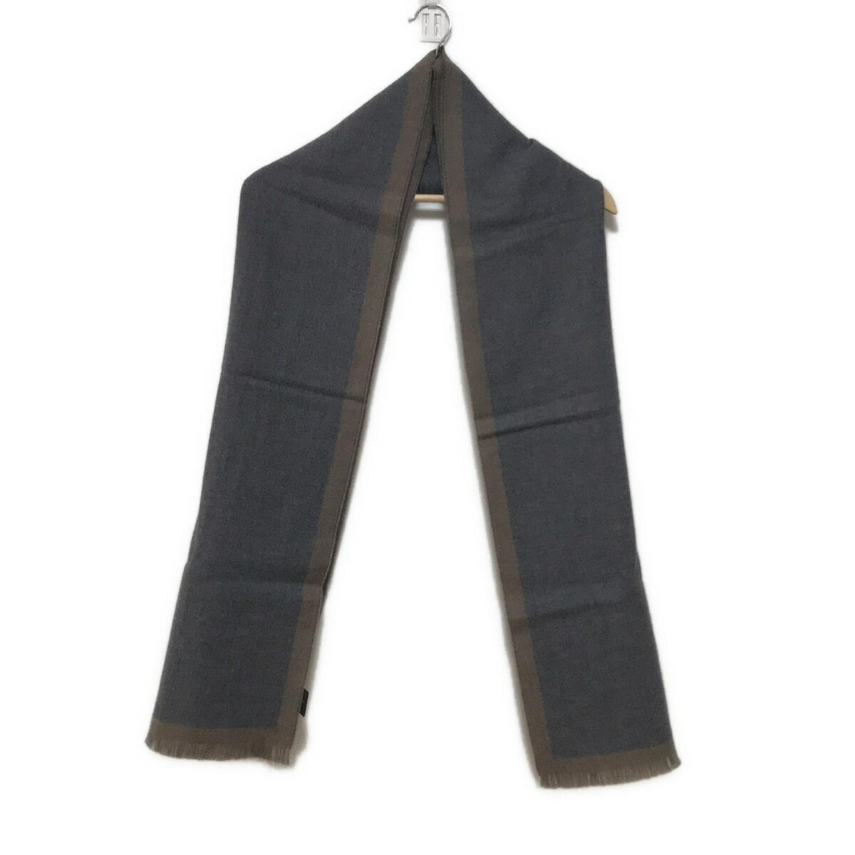 【新着】【中古】Ermenegildo Zegna(エルメネジルド ゼニア) マフラー ライトグレー×ブラウン