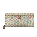 【中古】COACH(コーチ) 長財布 ラウンドファスナー 白×ピンク×マルチ レザー