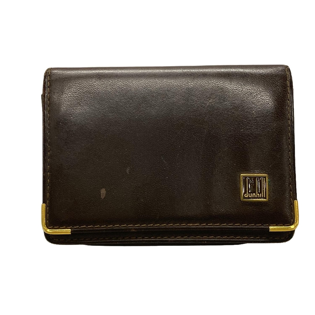 【中古】dunhill/ALFREDDUNHILL(ダンヒル) 名刺入れ ダークブラウン×ゴールド レザー