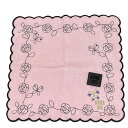 【中古】ANNA SUI(アナスイ) 小物 ハンドタオル/刺繍/バタフライ(蝶)/フラワー(花) ピンク×黒×マルチ