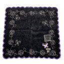 【中古】ANNA SUI(アナスイ) 小物 ハンドタオル/刺繍/バタフライ(蝶)/フラワー(花) 黒×パープル×マルチ