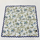 【中古】ANNA SUI(アナスイ) ハンカチ 白×ブルー×マルチ