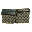 【中古】GUCCI(グッチ) GG柄 ウエストポーチ ネイビー×マルチ レザー