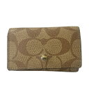 【中古】COACH(コーチ) シグネチャー柄 キーケース ベージュ×ブラウン