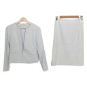 【新着】【中古】UNTITLED(アンタイトル) スカートスーツ 白×ライトグレー