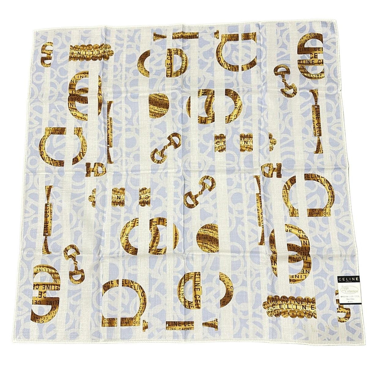 【中古】CELINE(セリーヌ) ハンカチ ライトブルー×白×マルチ