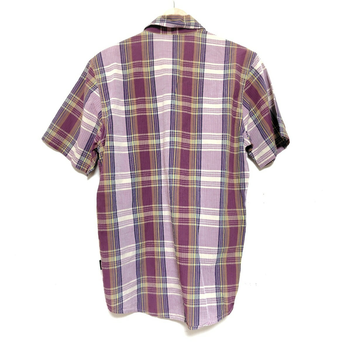 【中古】Patagonia(パタゴニア) 半袖シャツ チェック柄 パープル×ライトパープル×マルチ