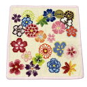 【中古】FEILER(フェイラー) 小物 ハンドタオル/うらら花/花柄/井澤屋コラボ/タオルハンカチ アイボリー×ライトピンク×マルチ コットン