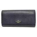 【中古】COACH(コーチ) 長財布 ネイビー レザー