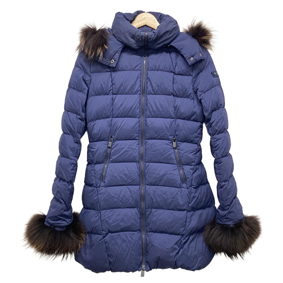 【中古】TATRAS(タトラス) ダウンコート 長袖/ラクーンファー/ファー着脱可/冬 ネイビー