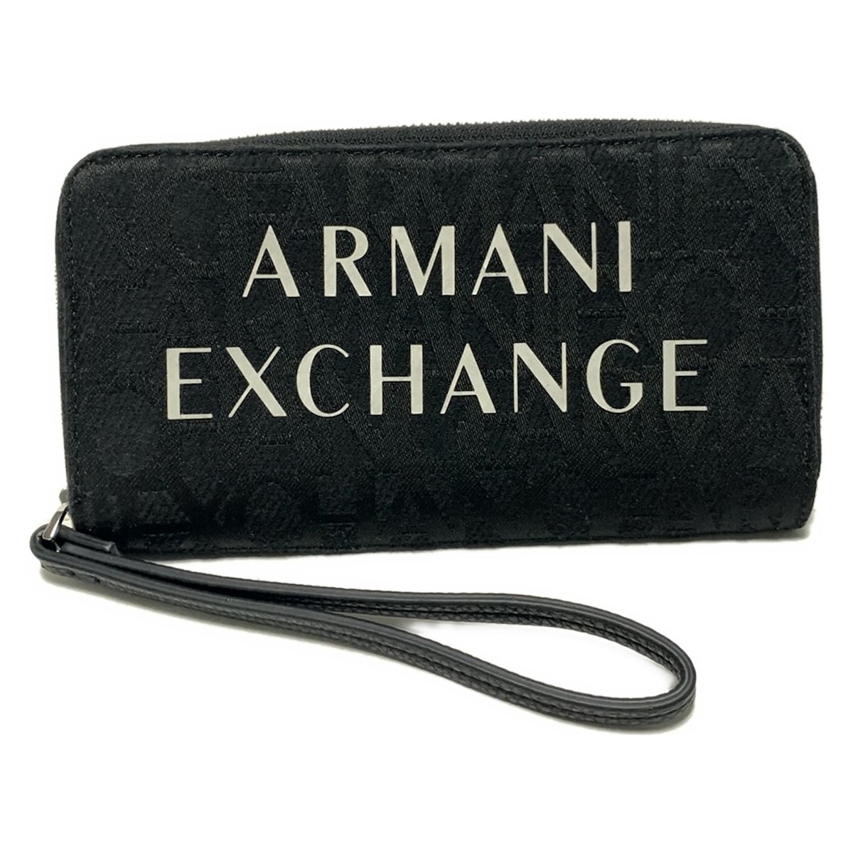 【中古】ARMANIEX(アルマーニエクスチェンジ) 長財布 ラウンドファスナー 黒×白