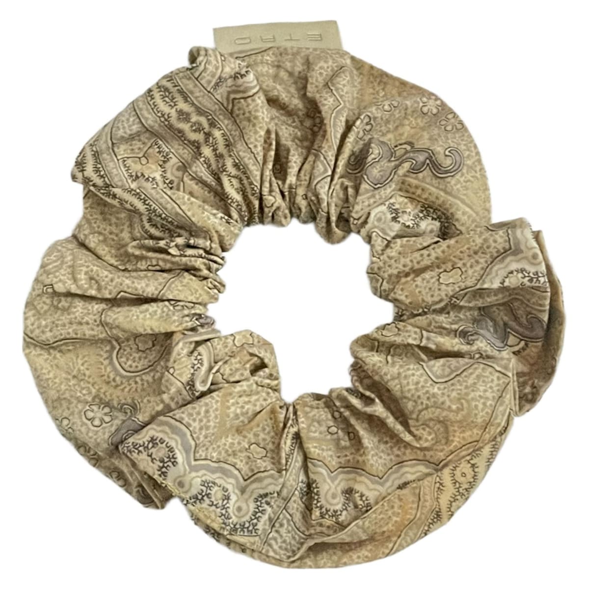 【中古】ETRO(エトロ) シュシュ ペイズリー柄 ベージュ×ダークブラウン×グレー コットン