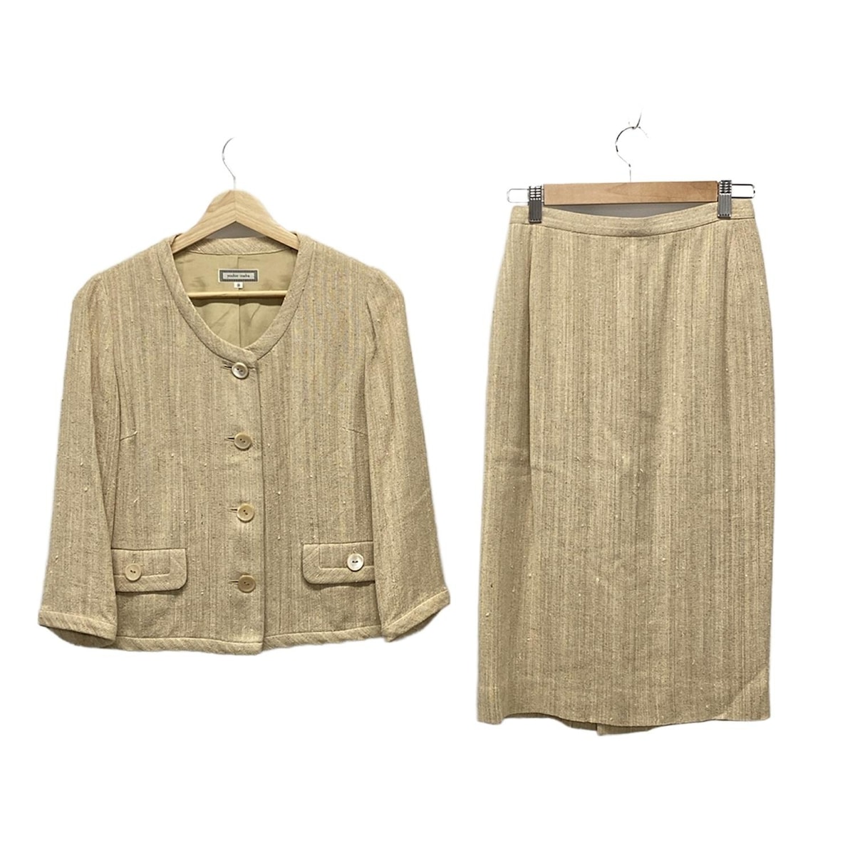【中古】YOSHIE INABA(ヨシエイナバ) スカートスーツ ベージュ