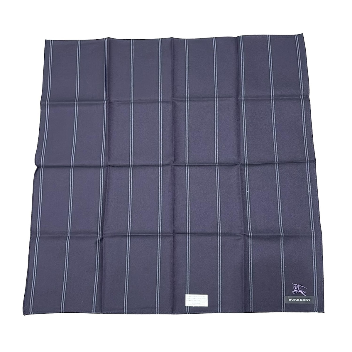 【中古】BURBERRY/Burberry(バーバリー) ハンカチ ストライプ パープル×ライトパープル×黒