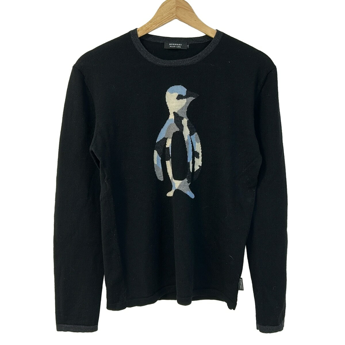 【中古】Burberry Black Label(バーバリーブラックレーベル) 長袖セーター クルーネック/ペンギン 黒×..