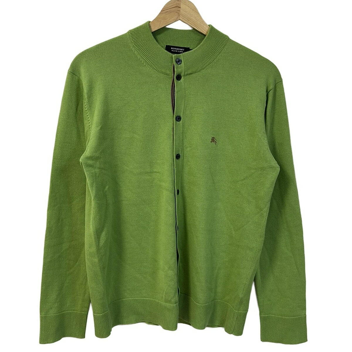 【中古】Burberry Black Label(バーバリーブラックレーベル) カーディガン 長袖 イエローグリーン×ブラウン×マルチ