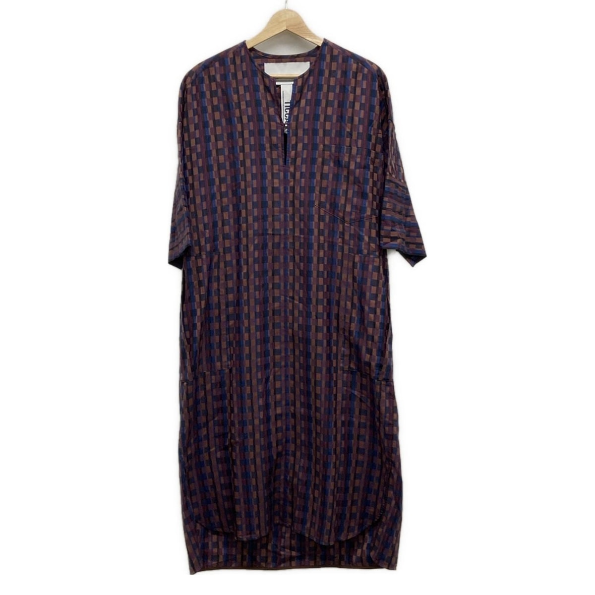 【中古】TICCA(ティッカ) ワンピース 長袖/ロング/チェック柄 パープル×ダークブラウン×マルチ