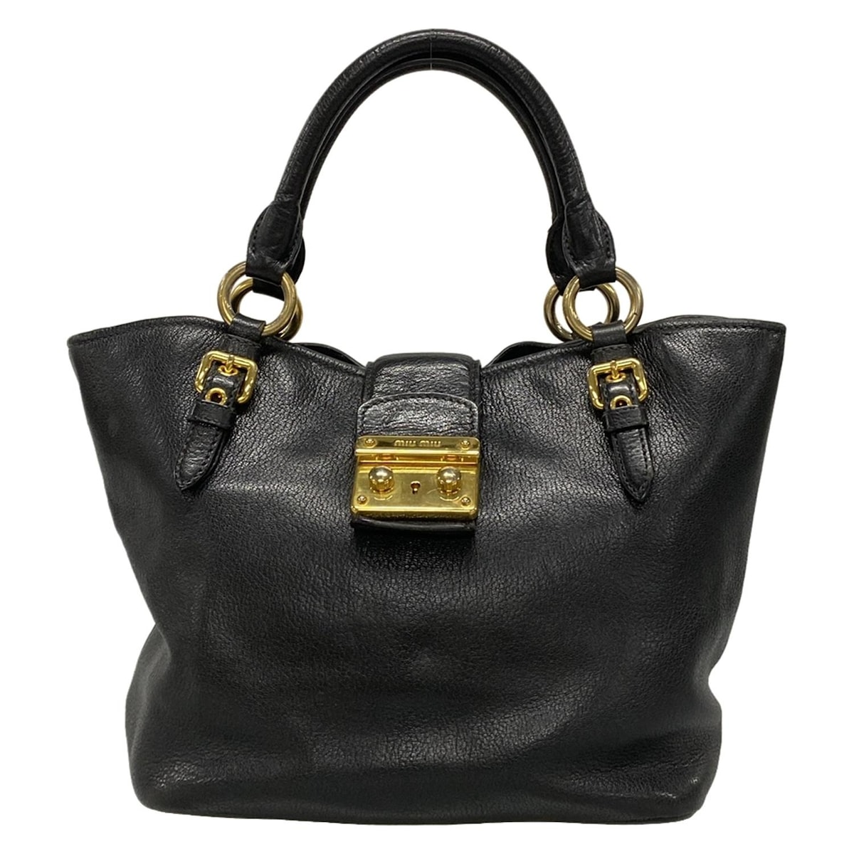 【新着】【中古】miumiu(ミュウミュウ) マドラス トートバッグ 黒 レザー